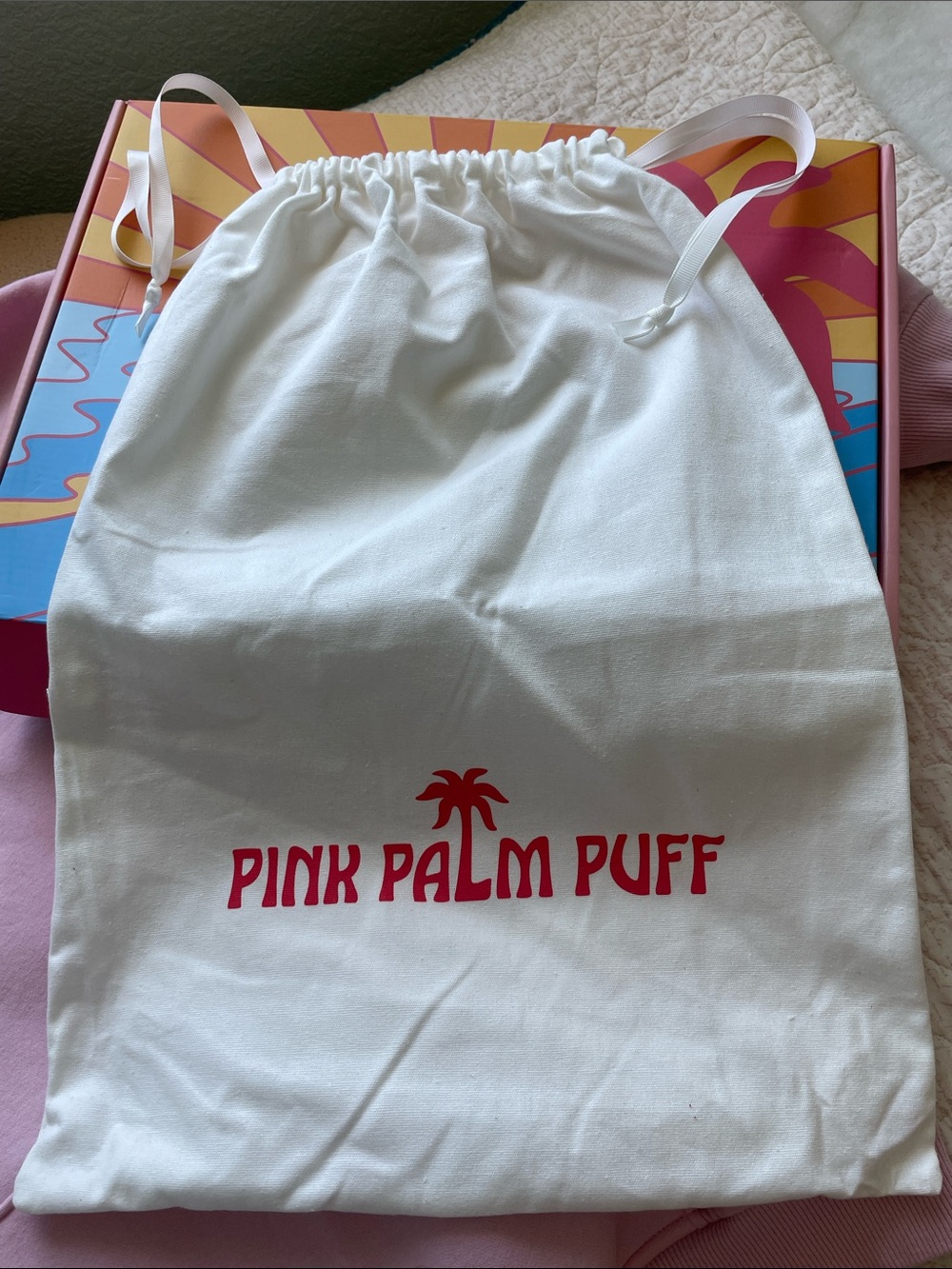 Pink Palm Puff Hoodie- Everything Comes In Waves - Picture 6 of 8